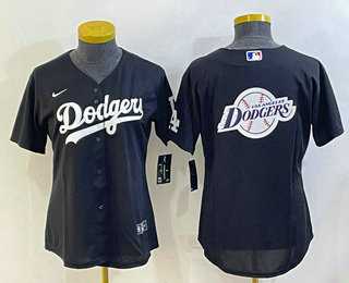 Women%27s Los Angeles Dodgers Big Logo Black MLB Cool Base Nike Jersey